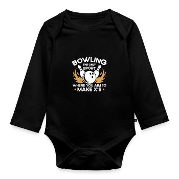 Nur Sport Zielt Darauf Ab, X Zu Machen - Bowling - Baby Bio-Langarm-Body - Schwarz - Vorne