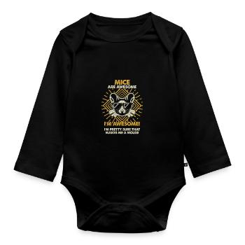 Mice Are Great - Mama Dad - Organic Longsleeve Baby Bodysuit - black - Front