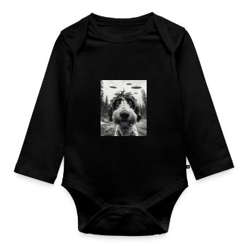 alienDog - Alien Selfie Sexy UFO - Organic Longsleeve Baby Bodysuit - black - Front