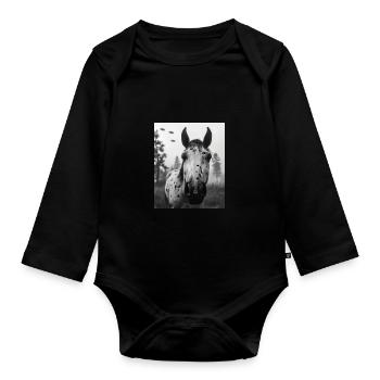 Horse - Alien Selfie Appaloosa UFO - Organic Longsleeve Baby Bodysuit - black - Front