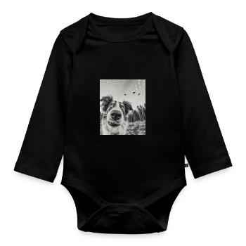 aDog - Berger australien extraterrestre OVNI - Body Bébé bio manches longues - noir - Devant