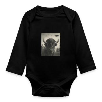 Selfie - Alien Selfie Bison OVNI - Body Bébé bio manches longues - noir - Devant