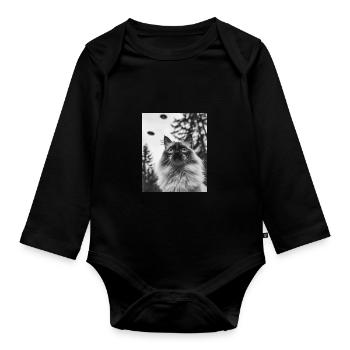 Cat - Alien Selfie Birman UFO - Organic Longsleeve Baby Bodysuit - black - Front