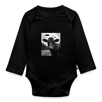 Vache - Alien Selfie Black Angus OVNI - Body Bébé bio manches longues - noir - Devant