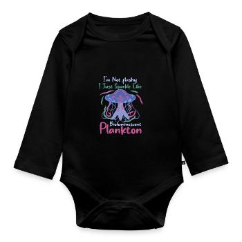 Bioluminescent Plankton - Marine Animal - Organic Longsleeve Baby Bodysuit - black - Front