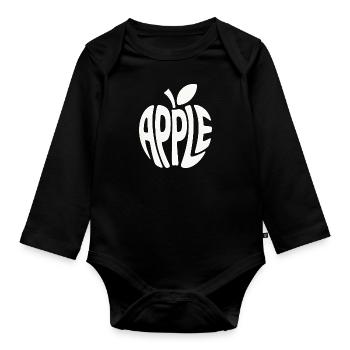 Apple - Cool Fruit Logo - Organic Longsleeve Baby Bodysuit - black - Front