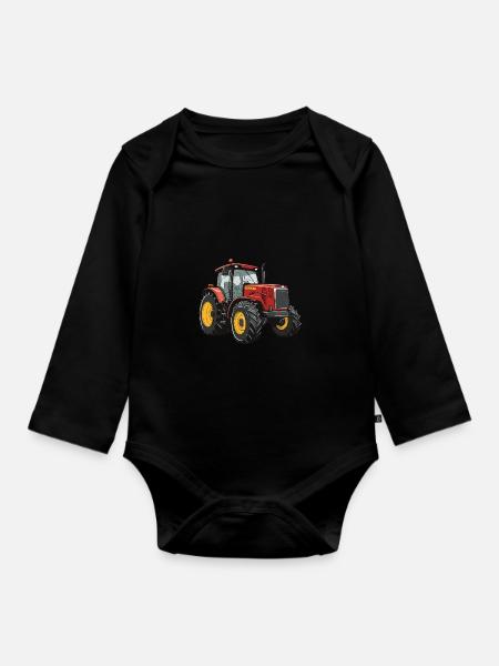 Traktor Symbol - Baby Bio-Langarm-Body - Schwarz
