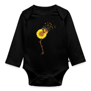 Sunflower You Are My Sunshine Butterflies - Organic Longsleeve Baby Bodysuit - black - Front