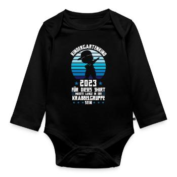 Kindergarten 2023 Dabbing Kindergartenanfänger Ges - Baby Bio-Langarm-Body - Schwarz - Vorne