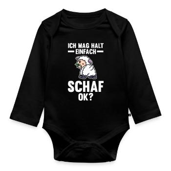 Schaf Landwirt Schafhalter Geschenk - Baby Bio-Langarm-Body - Schwarz - Vorne