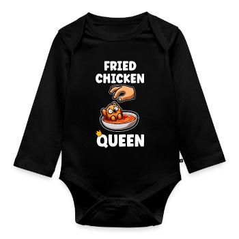 Lustiges gebratenes Huhn Frau Mädchen Geschenk - Baby Bio-Langarm-Body - Schwarz - Vorne