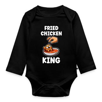 Lustiges gebratenes Huhn Mann Junge Geschenk - Baby Bio-Langarm-Body - Schwarz - Vorne