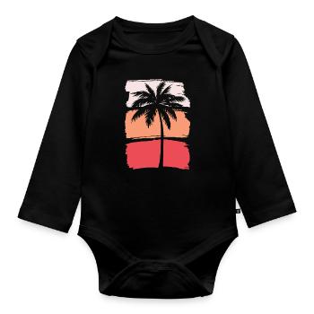 Silhouette de palmier - Body Bébé bio manches longues - noir - Devant