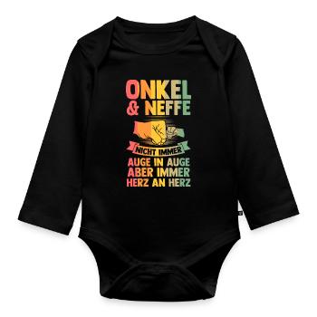 Papa 2024 Familie Vater 2024 Geschenk - Baby Bio-Langarm-Body - Schwarz - Vorne