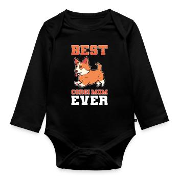 Corgi Maman Maman Fête des Mères - Body Bébé bio manches longues - noir - Devant