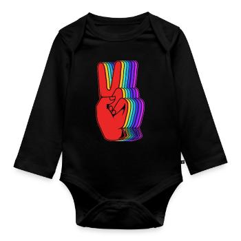 Langue des signes ASL sourd - Body Bébé bio manches longues - noir - Devant