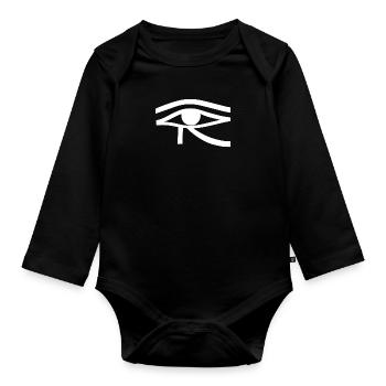Oeil Egyptien Blanc - Body Bébé bio manches longues - noir - Devant