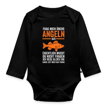 Angeln Fische Fischer Geschenk - Baby Bio-Langarm-Body - Schwarz - Vorne