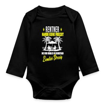 Rente Ruhestand Rentner Geschenk - Baby Bio-Langarm-Body - Schwarz - Vorne