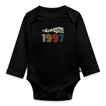 Vintage 1997 97 Birthday Retro Vintage Gift - Organic Longsleeve Baby Bodysuit - black - Front