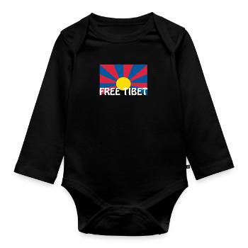 free tibet flagge - Body Bébé bio manches longues - noir - Devant
