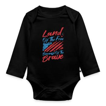 Terre de la liberté à cause des braves - Body Bébé bio manches longues - noir - Devant