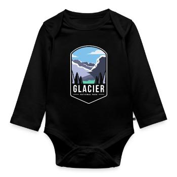 Glacier National Park, British Columbia, Canada - Organic Longsleeve Baby Bodysuit - black - Front