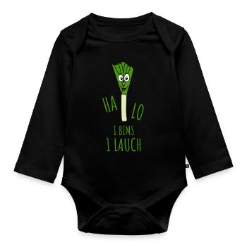 Halo I Bims 1 Lauch Grün - Baby Bio-Langarm-Body - Schwarz - Vorne