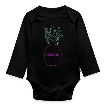 Ananas Neon Retro 80s Geschenk - Baby Bio-Langarm-Body - Schwarz - Vorne