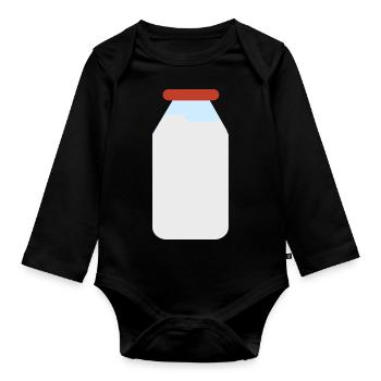 Bouteille de lait, conception de lait - Body Bébé bio manches longues - noir - Devant