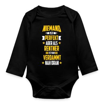 Rentner Spruch - Baby Bio-Langarm-Body - Schwarz - Vorne