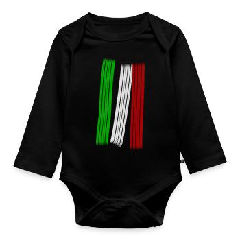 Italienische Nationalfarben Flagge Fahne Kreativ - Baby Bio-Langarm-Body - Schwarz - Vorne