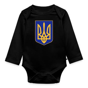 Ukraine Wappen - Body Bébé bio manches longues - noir - Devant