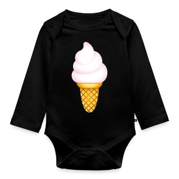 Smiley Icecream - Body Bébé bio manches longues - noir - Devant