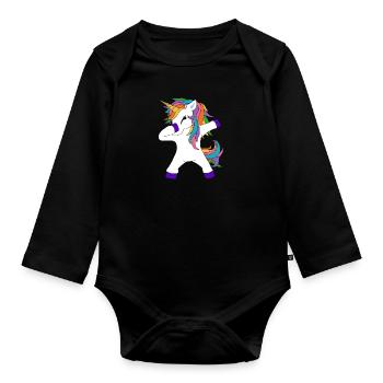 Dabbing Unicorn Dabbing Unicorn Dab idée cadeau - Body Bébé bio manches longues - noir - Devant