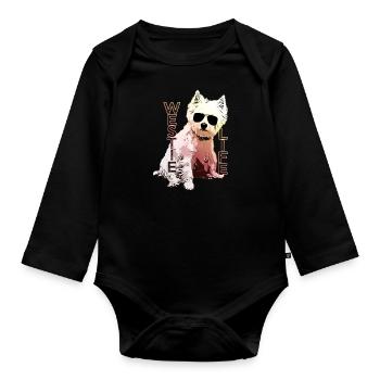 Pieskie Westie West Highland Terrier Pies - Body Bébé bio manches longues - noir - Devant