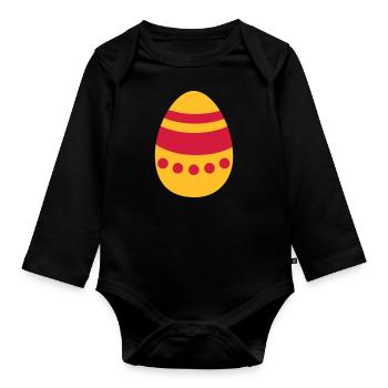 Easter egg - Organic Longsleeve Baby Bodysuit - black - Front