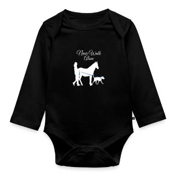 Never Walk Alone Pferd Hund - Baby Bio-Langarm-Body - Schwarz - Vorne