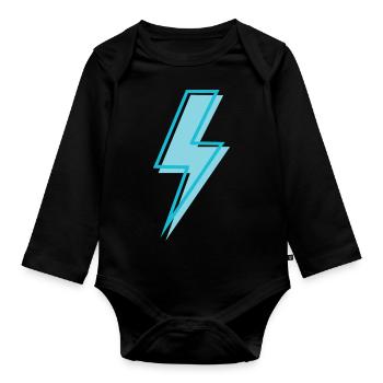 Sky blue lightning - Organic Longsleeve Baby Bodysuit - black - Front