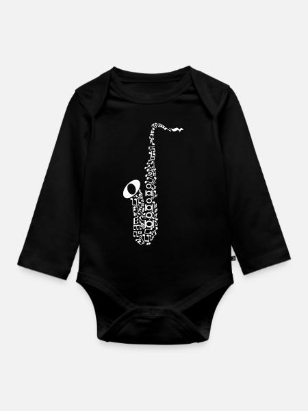 Saxophone - Body Bébé bio manches longues - noir