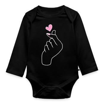 Kpop Korea K-Pop coeur - Body Bébé bio manches longues - noir - Devant