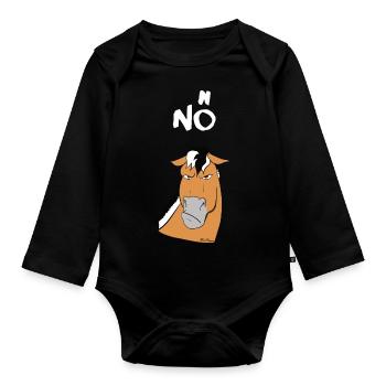 nö Fjordpferd sagt Nein süßes motziges und buntes - Baby Bio-Langarm-Body - Schwarz - Vorne