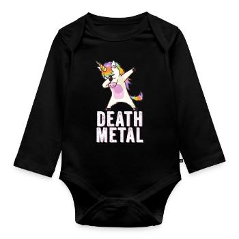 Death Metal Dabbing Unicorn - Dabbing Unicorn - Body Bébé bio manches longues - noir - Devant