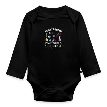 Oubliez princesse je veux être une fille scientifique - Body Bébé bio manches longues - noir - Devant