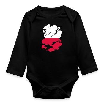 Drapeau de Pologne utilisé Look Polska Drapeau polonais - Body Bébé bio manches longues - noir - Devant