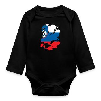 Slovenia Flag Balkan Slovenian Flag Vintage - Organic Longsleeve Baby Bodysuit - black - Front