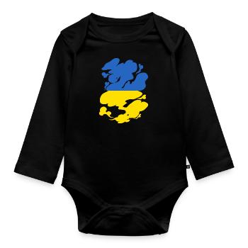 Ukraine Flag Vintage Ukrainian Flag Used Look - Organic Longsleeve Baby Bodysuit - black - Front