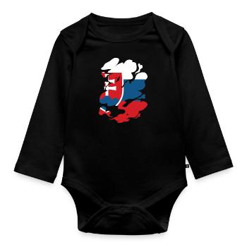 Slovaquie drapeau slovaque vintage drapeau slovaque - Body Bébé bio manches longues - noir - Devant