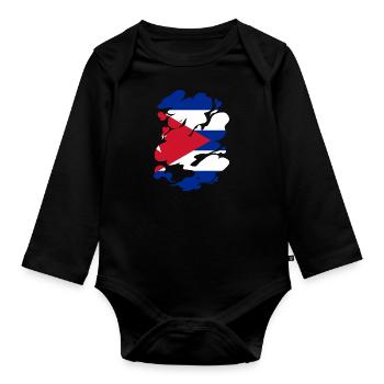 Cuba Flag Caraïbes Vacances Cuba Voyage La Havane - Body Bébé bio manches longues - noir - Devant