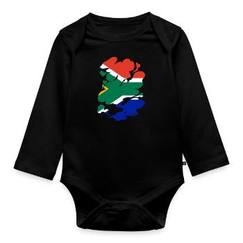 Afrique du Sud Drapeau Afrique Afrique Afrique du Sud - Body Bébé bio manches longues - noir - Devant
